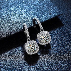 KNOBSPIN D Color Moissanite Earring 925 Sterling Sliver Plated with White Gold Earring for Women Wedding Engagement Fine Jewelry