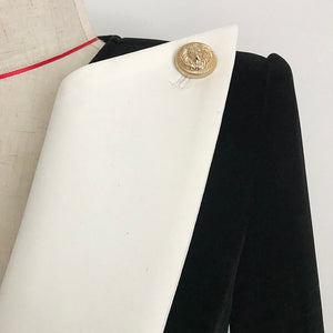 EXCLLENT QUALITY 2023 Newest Stylish Designer Jacket For Ladies Lion Buttons Color Block Patchwork Velvet Short Blazer