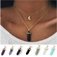 Load image into Gallery viewer, Chakra Necklace Hexagon Column Fashion Moon Crescent Bullet Pendulum Pendant Necklace
