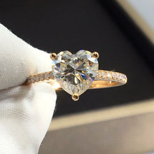 Load image into Gallery viewer, Luomansi 2CT 8MM D Heart-shaped Moissanite 18K AU750 Rose Gold Ring Passed Diamond Test High Wedding Jewelry Party
