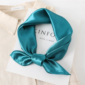 2023 New Fashion Silk Square Scarf For Women 60cm Satin Neck Hair Tie Band Bag Warp Soft Neckerchief Hijabs Head Female Foulard