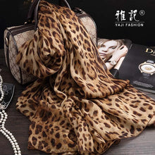 Load image into Gallery viewer, Classic leopard silk scarf ladies Hangzhou Women  100% silk scarf shawl long shawl spring autumn winter summer
