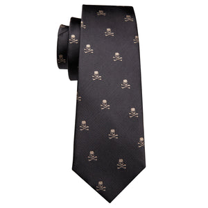 Brown Skull Fashion Men Tie Necktie Gravat Handkerchief Cufflinks Set Silk Ties For Men Suit Party  Business Gift Barry.Wang