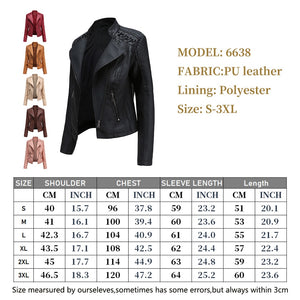 2023 Autumn Women&#39;s Leather Jacket Slim Turn-down Collar Short PU Leather Coat Women Zipper Motorcycle Jackets Outwear Female