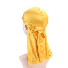 Load image into Gallery viewer, Long Tail Silk Scarf Muslim Turban Doo Rag Pirate Hat Durag Chemo Caps Skull Hat Headwear 18 Colors To Choose From
