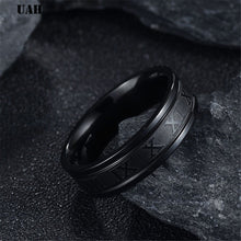 Load image into Gallery viewer, UAH 6 mm 316L Stainless Steel Wedding Band Ring Roman Numerals Gold Black Cool Punk Rings for Men Women Fashion Jewelry
