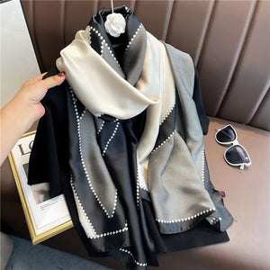 Luxury Brand 2022 Silk Scarf Women Large Shawls Pashmina Hijab Foulard Echarpe Design Print Lady Beach Stole Head Scarves