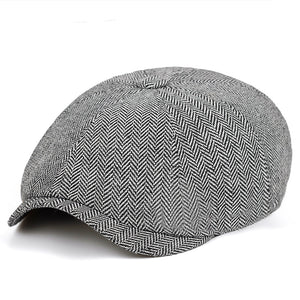 Men beret vintage Herringbone Gatsby Tweed hat Newsboy Beret Hat spring Flat Peaked Beret Hats