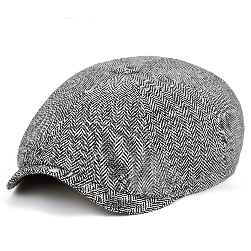 Men beret vintage Herringbone Gatsby Tweed hat Newsboy Beret Hat spring Flat Peaked Beret Hats