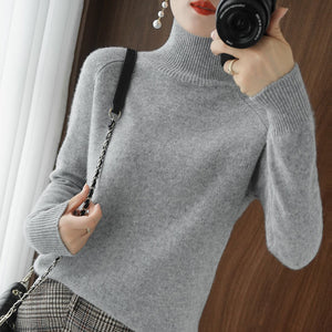 Turtleneck Pullover Fall/winter 2022 Cashmere Sweater Women Pure Color Casual Long-sleeved Loose Pullover Bottoming Women&#39;s