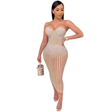 Load image into Gallery viewer, Cutubly Short Sequin Dress For Women With Bodysuit Midi Club Autumn Night Party Women&#39;S Diamond Summer Dress See Though Dresses
