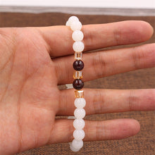 Load image into Gallery viewer, Top Natural White Chalcedony Garnet Bracelets &amp; Bangle For Women Jewelry Buddha Elastic Yoga Stone Bead Bracelet DropShipping
