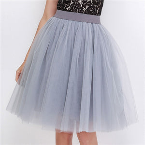 Quality 5 Layers Fashion Tulle Skirt Pleated TUTU Skirts Womens Lolita Petticoat Bridesmaids Midi Skirt Jupe Saias faldas