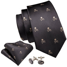 Load image into Gallery viewer, Brown Skull Fashion Men Tie Necktie Gravat Handkerchief Cufflinks Set Silk Ties For Men Suit Party  Business Gift Barry.Wang
