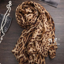 Load image into Gallery viewer, Classic leopard silk scarf ladies Hangzhou Women  100% silk scarf shawl long shawl spring autumn winter summer
