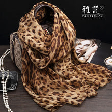 Load image into Gallery viewer, Classic leopard silk scarf ladies Hangzhou Women  100% silk scarf shawl long shawl spring autumn winter summer
