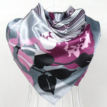 Load image into Gallery viewer, 2020 Elegent Women Large Square Silk Scarf Printed,90*90cm Fashion Spring And Autumn Grey And Purple Polyester Silk Scarf Shawl
