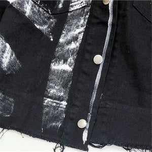 Streetwear Women Denim Jacket Fashion Graffiti Print Long sleeve Jeans Jacket Female Loose Hip hop Jeans Coat Harajuku Jackets