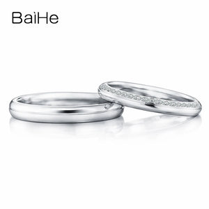 BAIHE Solid 18K White Gold H/SI Natural Diamond Ring Man Women Wedding Band Fine Jewelry Trendy Couple Ring Zoben Ma'aurata