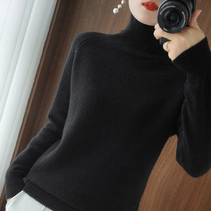 Turtleneck Pullover Fall/winter 2022 Cashmere Sweater Women Pure Color Casual Long-sleeved Loose Pullover Bottoming Women&#39;s