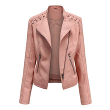 Load image into Gallery viewer, 2023 Autumn Women&#39;s Leather Jacket Slim Turn-down Collar Short PU Leather Coat Women Zipper Motorcycle Jackets Outwear Female
