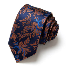 Load image into Gallery viewer, Brand 100% Silk New Men&#39;s Tie 7.5cm Blue Necktie Green &amp; Orange Silk Gravatas For Men Paisley Floral Fit Wedding Workplace Slim
