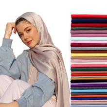 Load image into Gallery viewer, Plain Color luxury silk Scarf Hijab Headband Female Islamic Head Cover Wrap for Women Muslim Hijabs Hair Scarves Headscarf
