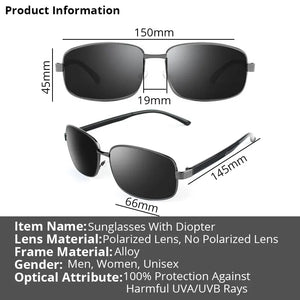 Myopia Sunglasses With Diopters Polarized Fishing Rectangle Sun Glasses For Men Women -0.50-4.00-4.50-5.00-5.50-6.00