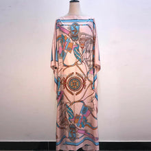 Load image into Gallery viewer, African Dashiki Dress Print Bohemia Silk Scarf Hijab Loose Elegant Muslim Abaya Bazin Robe Gowns Broder Riche Sexy Lady Party
