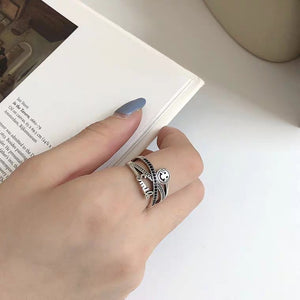INS Retro Smile Face Ring Female Smile Ring Student Open Finger Adjustable Rings Personality Jewelry