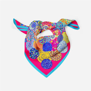 53cm Fashion Brand Square Scarf Women 2024 Design Snail Print Luxury Silk Scarf Bandana Headband Hijab Neckerchief For Ladies