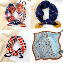 Load image into Gallery viewer, 100% Pure Silk Scarf Women Neck Hair Band Foulard Square Small Headband 2024 Fashion Print Neckerchief Scarves Bandana 53*53cm
