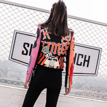 Load image into Gallery viewer, LORDLDS Cropped Leather Jackets Women Hip hop Colorful Studded Coat New Spring Ladies Motorcycle Punk Cropped Jacket with belt
