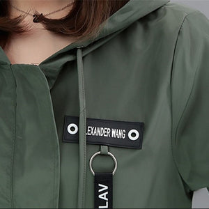 Trench Coat Womens 2022 Spring Autumn Hoodies Tops Slim Students Baseball Clothes Medium length Windbreaker Coats Lady Outerwear