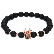 Load image into Gallery viewer, 2022 Fashion Micro CZ King crown charm bracelet handmade stretch men&#39;s 8mm Copper beads women bracelet bangle jewelry
