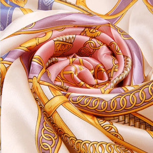 100% Mulberry Silk Women Silk Scarf Shawl Printed Hot Sale Chain Pattern Brand Silk Muffler Large Air Condition Cape Kerchief