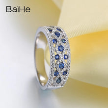 Load image into Gallery viewer, BAIHE Solid 18K White Gold 0.17CT Natural Sapphire Diamond ring for men women Engagement Wedding Fine Jewelry anillos bague
