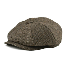 Load image into Gallery viewer, BOTVELA Wool Tweed Newsboy Cap Herringbone Men Women Classic Retro Hat with Soft Lining Driver Cap Black Brown Green 005
