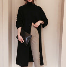 Load image into Gallery viewer, 2021 Korean Style Turtleneck Long fall winter Sweater Dress Side split Female Pullover mujer sueteres
