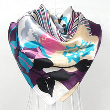 Load image into Gallery viewer, 2020 Elegent Women Large Square Silk Scarf Printed,90*90cm Fashion Spring And Autumn Grey And Purple Polyester Silk Scarf Shawl
