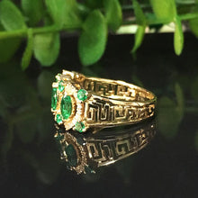 Load image into Gallery viewer, 100%  18K Gold    Lab Created Emerald and  Moissanite  Diamond Ring   With national certificate
