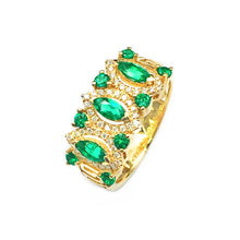 Load image into Gallery viewer, 100%  18K Gold    Lab Created Emerald and  Moissanite  Diamond Ring   With national certificate
