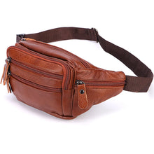 Load image into Gallery viewer, Fashion Men Genuine Leather Fanny Bag for Phone Pouch Male Leather Messenger Bags Brand Fanny Pack Male Travel Waist Bag Men
