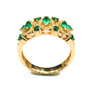 100%  18K Gold    Lab Created Emerald and  Moissanite  Diamond Ring   With national certificate