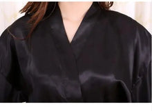 Load image into Gallery viewer, New Black Chinese Women&#39;s Faux Silk Robe Bath Gown Hot Sale Kimono Yukata Bathrobe Solid Color Sleepwear S M L XL XXL NB032
