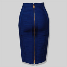 Load image into Gallery viewer, 16 Colors Sexy Solid Zipper Orange Blue Black Red Bandage Skirt Women Elastic Bodycon Summer XL XXL Pencil Skirts 58cm
