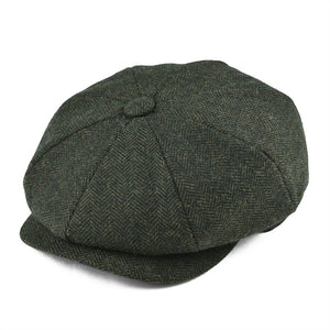 BOTVELA Wool Tweed Newsboy Cap Herringbone Men Women Classic Retro Hat with Soft Lining Driver Cap Black Brown Green 005