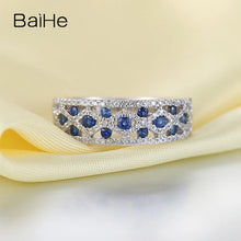 Load image into Gallery viewer, BAIHE Solid 18K White Gold 0.17CT Natural Sapphire Diamond ring for men women Engagement Wedding Fine Jewelry anillos bague
