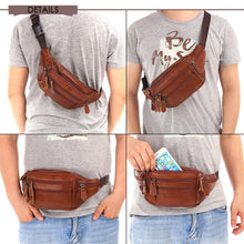 Load image into Gallery viewer, Fashion Men Genuine Leather Fanny Bag for Phone Pouch Male Leather Messenger Bags Brand Fanny Pack Male Travel Waist Bag Men
