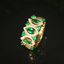 Load image into Gallery viewer, 100%  18K Gold    Lab Created Emerald and  Moissanite  Diamond Ring   With national certificate
